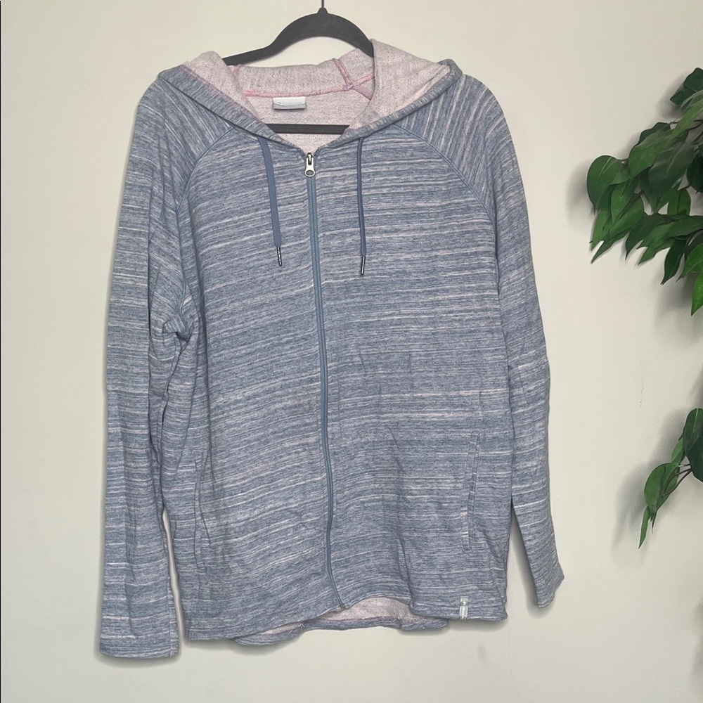 Columbia Striped Light Blue Full-Zip Hoodie